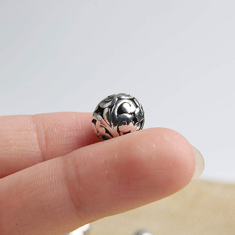 Wixine 20Pcs 12mm Tibetan Silver Carved Patterned Hollow Connector Round Spacer Charm Beads - Image 5